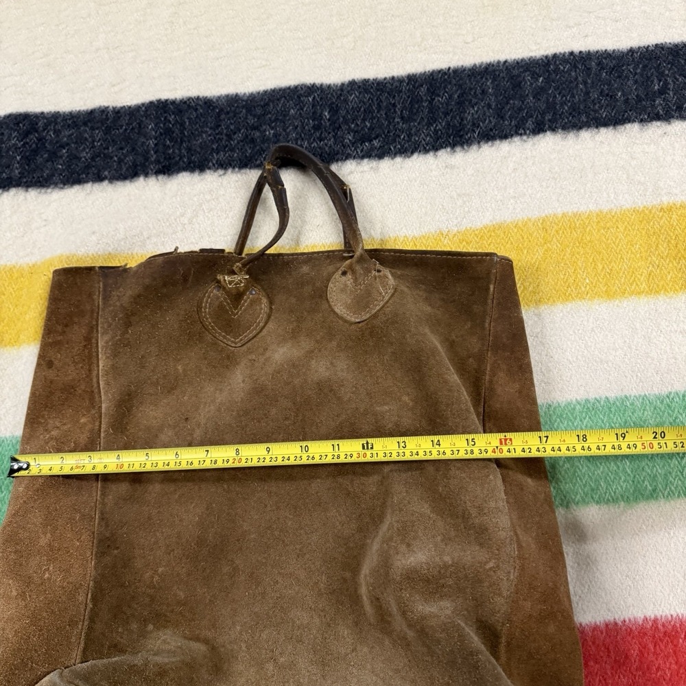 Vintage 1950s Brown Suede Leather LL Bean ? Tote Bag FLAWS Read Description - Picture 9 of 9